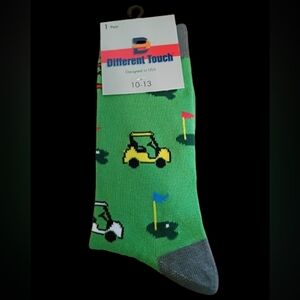 Men's Different Touch Green Golf Cart Novelty Dress Socks